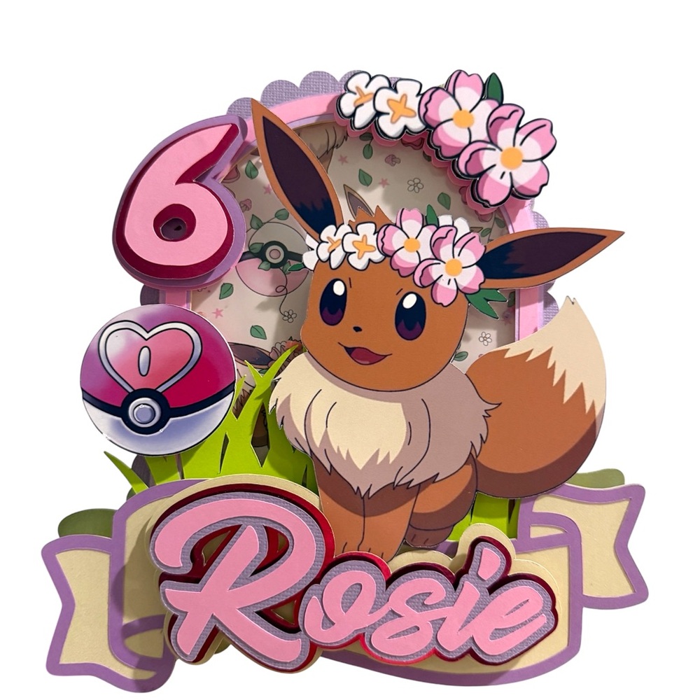 Eevee Cake Topper- customize name and age Pokemon